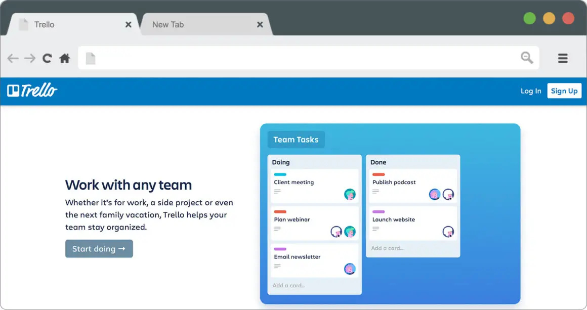 Best Websites for Digital Nomad: Trello's Homepage