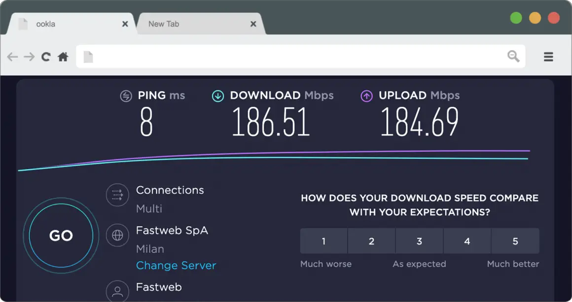 Digital Nomad Internet Speed Test for Bologna Hostel: 186.51Mbps Download 