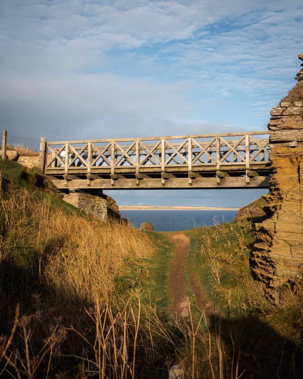 Visitor's Foot Bridge to Castle Sinclair Grinigoe
