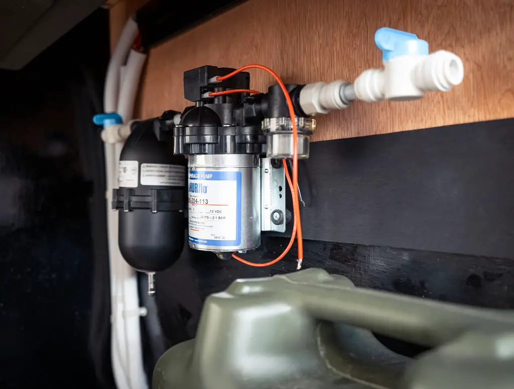 Simple Water System for Van Life: Shurflo Components alongside Conduit
