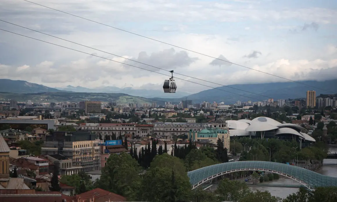 Tbilisi for Digital Nomads: Cable Car Over Tbilisi's Skyline in Georgia