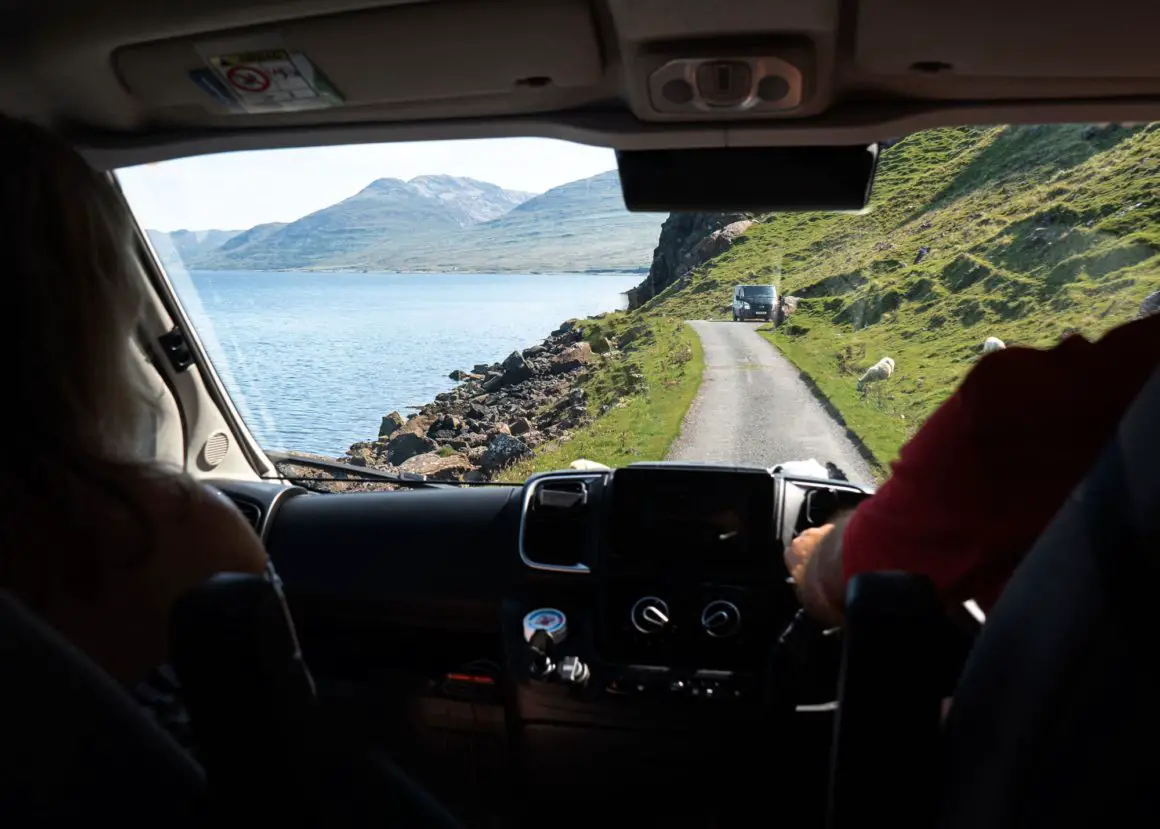 Driving on the Isle of Mull in a Campervan