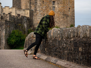 Katie at Eilean Donan Castle on one of the best Highland Tours from Glasgow