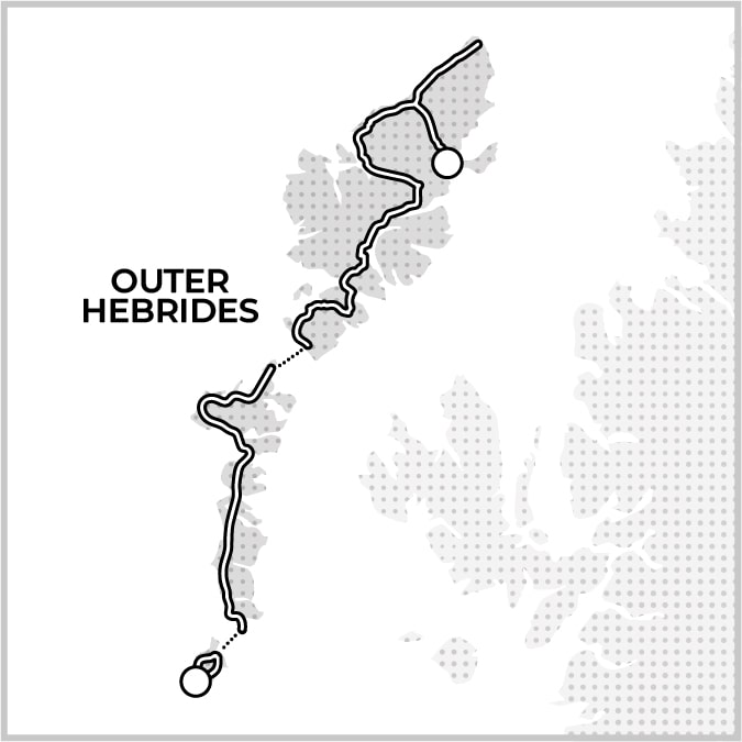 Outer Hebrides Road Trip Route on Map